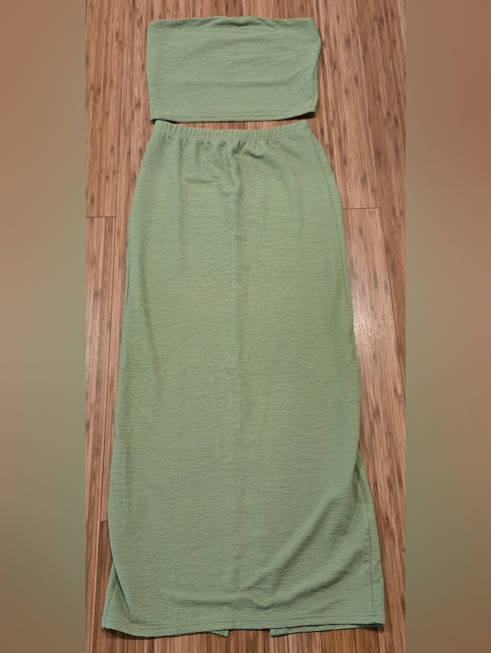 Green Tube Maxi Skirt & Top Set- Unbranded